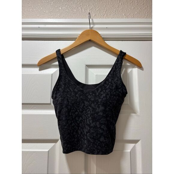 Lululemon Black Printed Cropped Align Tank Top Size 4 - Picture 1 of 3